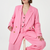 Pantalon plissé en lin Nura - Rose - FABIENNE CHAPOT