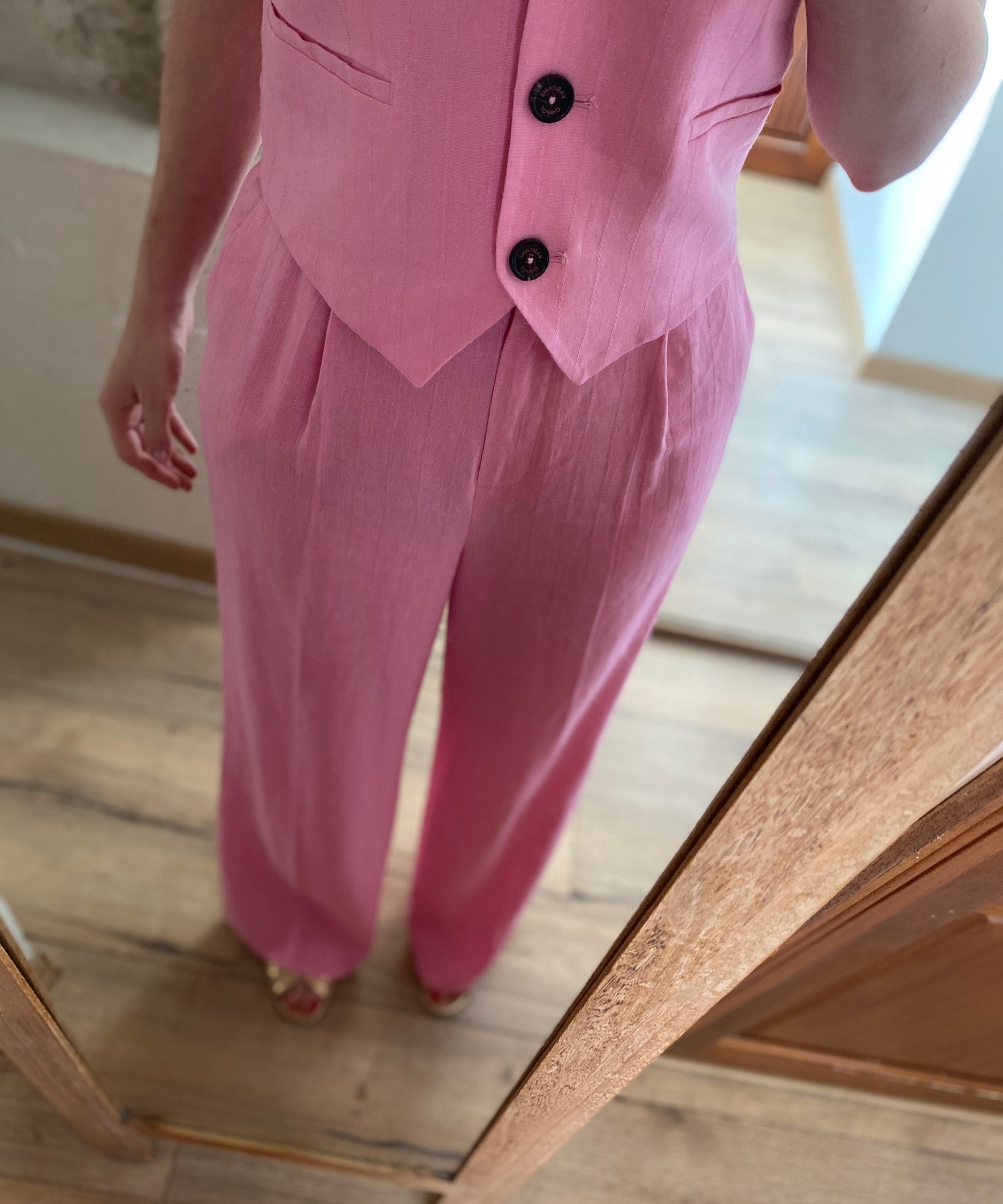 Pantalon plissé en lin Nura - Rose - FABIENNE CHAPOT