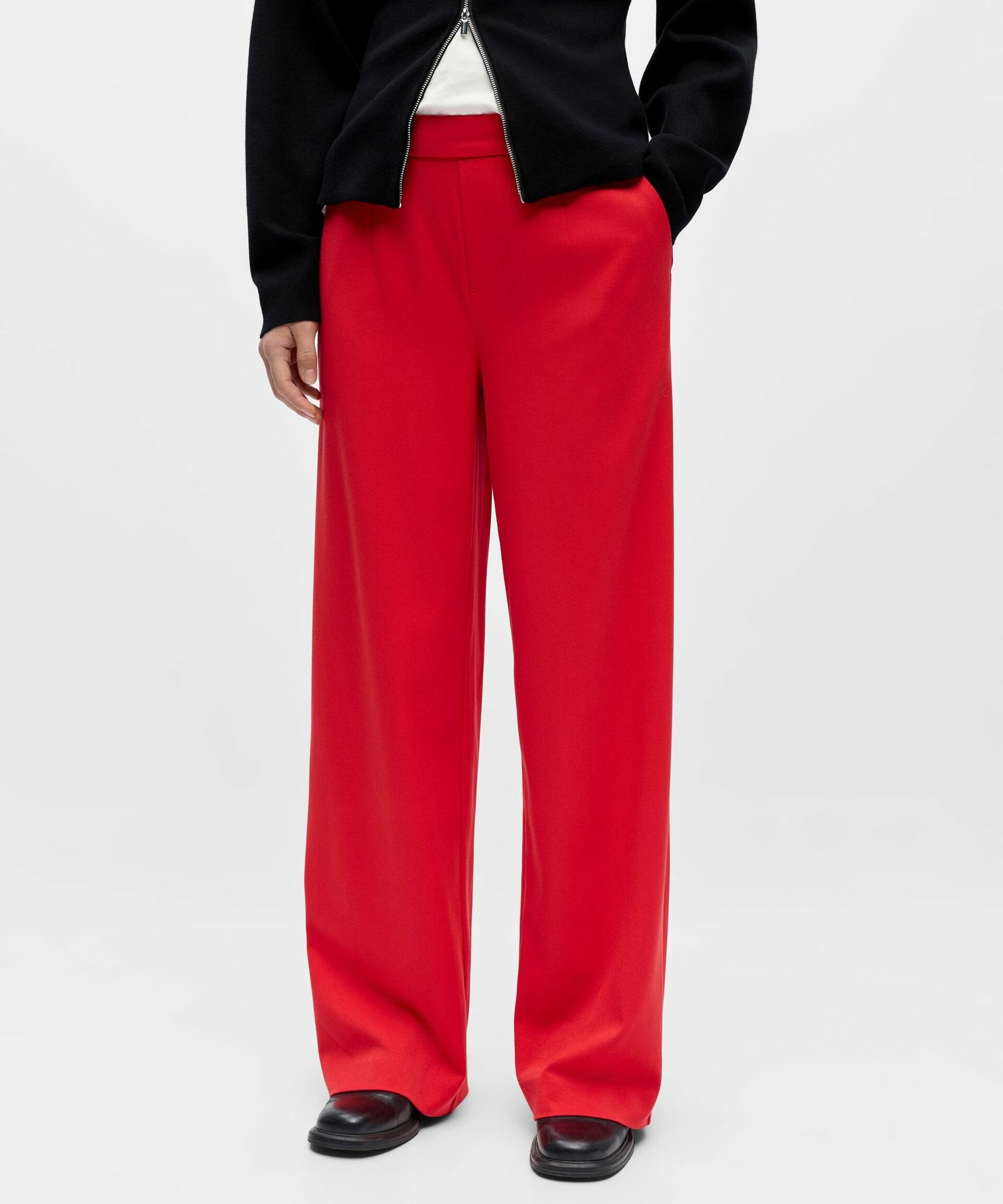 Pantalon taille mi-haute large Objlisa - Poinsettia - OBJECT