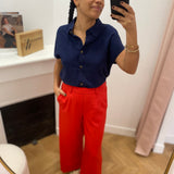 Objlisa Wide Mid-Rise Trousers - Poinsettia - OBJECT