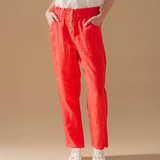 Pantalon slouchy en lin Sasha - Rouge - C'EST BEAU LA VIE