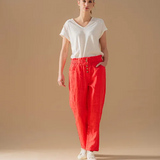 Pantalon slouchy en lin Sasha - Rouge - C'EST BEAU LA VIE