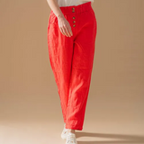 Pantalon slouchy en lin Sasha - Rouge - C'EST BEAU LA VIE