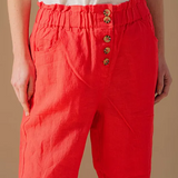 Pantalon slouchy en lin Sasha - Rouge - C'EST BEAU LA VIE