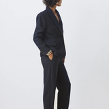Pantalon tailleur à rayures femme Jacob - Bleu nuit - SUNCOO