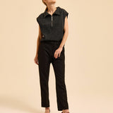 Pantalon tailleur cigarette rayé - Noir - I.CODE