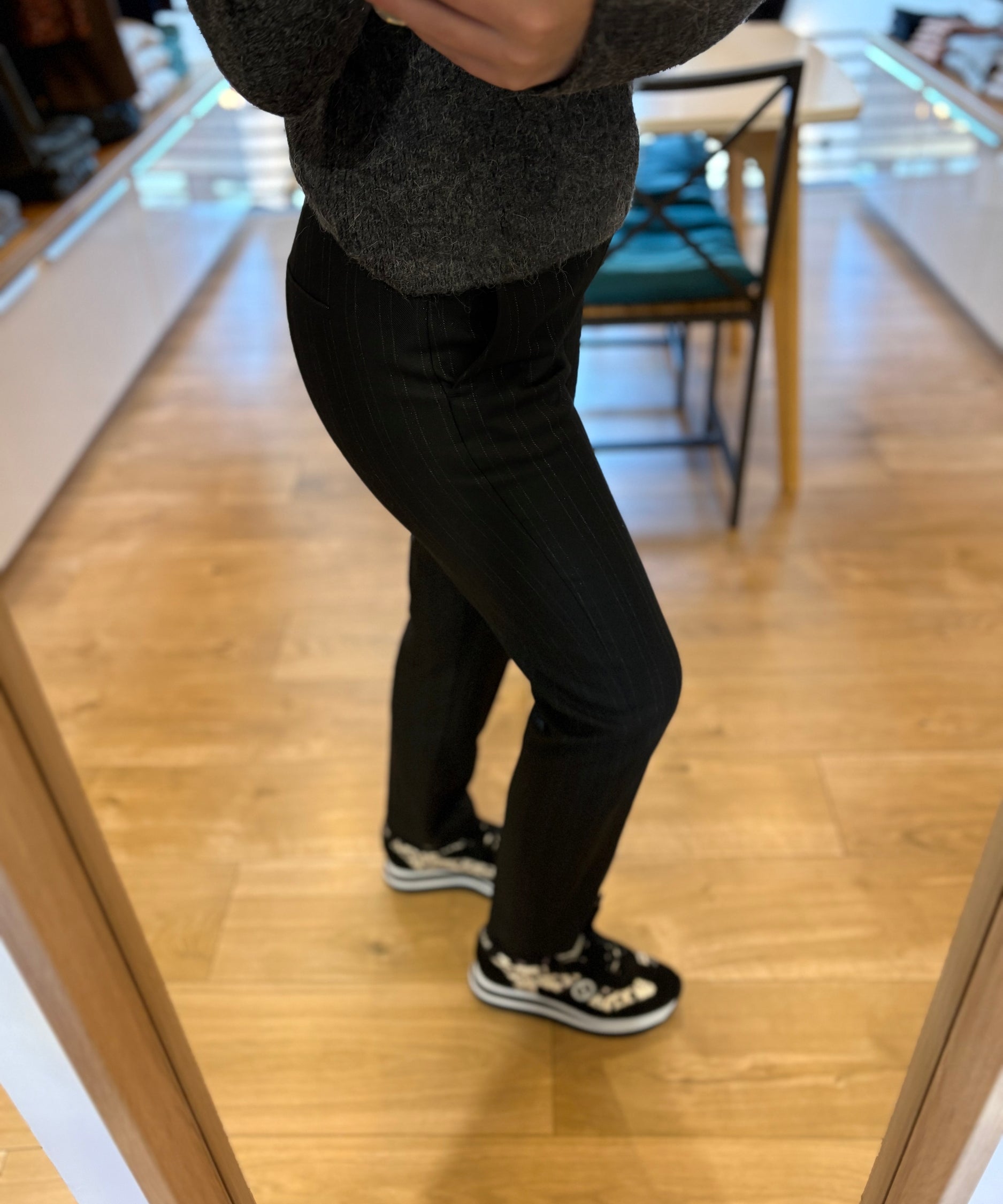 Pantalon tailleur cigarette rayé - Noir - I.CODE