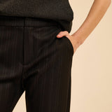 Pantalon tailleur cigarette rayé - Noir - I.CODE