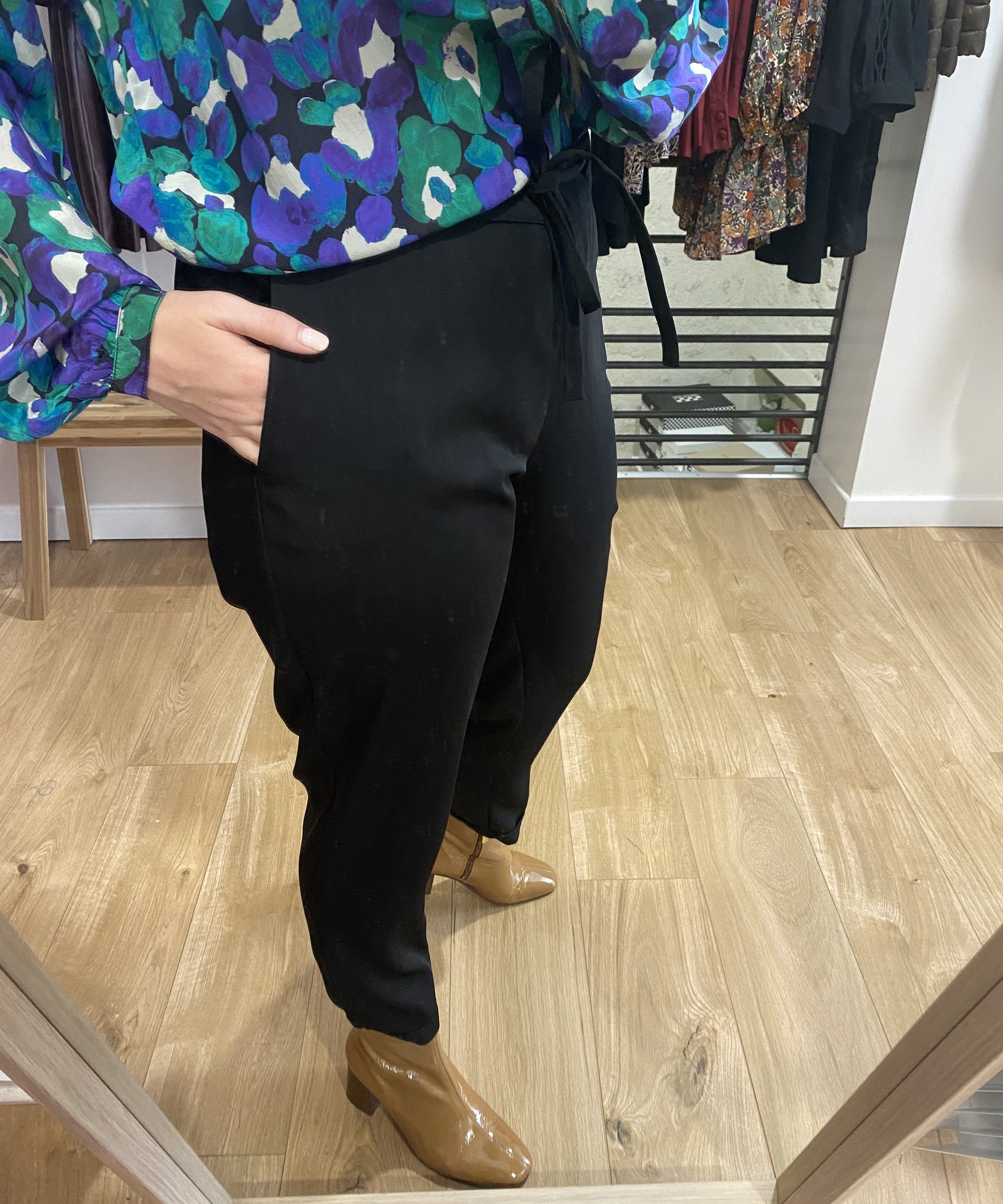 Pantalon fluide Viasna - Noir - SUN VALLEY FEMME