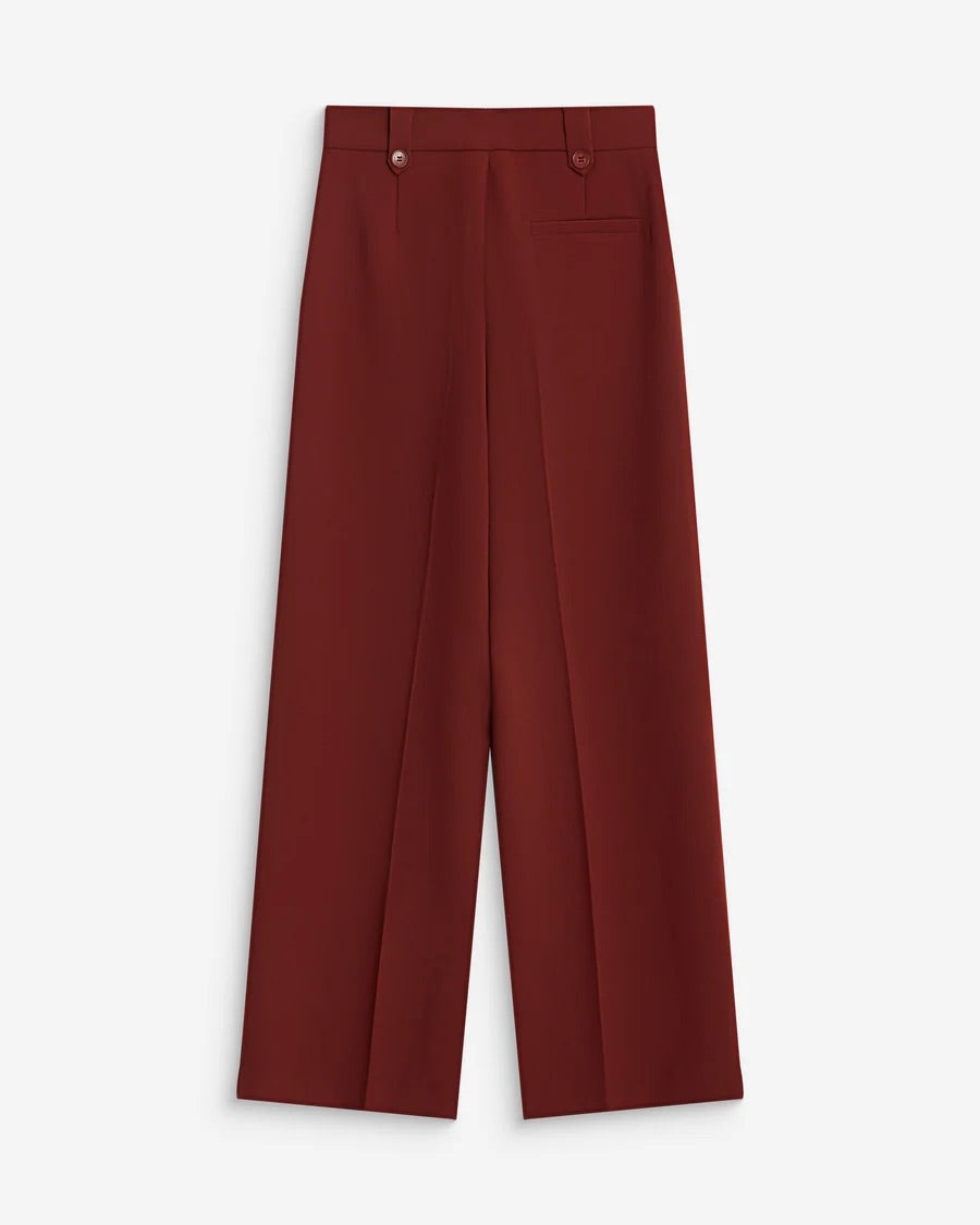 Pantalon large NILAY GRACE & MILA terracotta – vue de dos avec fausse poche passepoilée