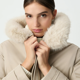 Parka oversize à capuche doublée de fourrure - Beige - IKKS WOMEN