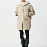 Parka oversize à capuche doublée de fourrure - Beige - IKKS WOMEN