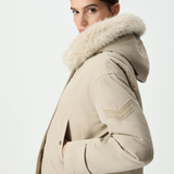 Parka oversize à capuche doublée de fourrure - Beige - IKKS WOMEN