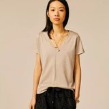 T-shirt basique pailleté Pechao - Sable - SUN VALLEY FEMME