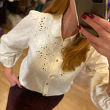 Chemise plastron broderie anglaise - Écrue - I.Code