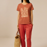 T-shirt imprimé en pur coton Plop - Argile rouge - SUN VALLEY FEMME