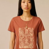T-shirt imprimé en pur coton Plop - Argile rouge - SUN VALLEY FEMME