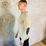 Pull col rond coton et cachemire beige