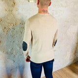 Pull col rond coton et cachemire beige