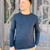 Pull col rond coton et cachemire
