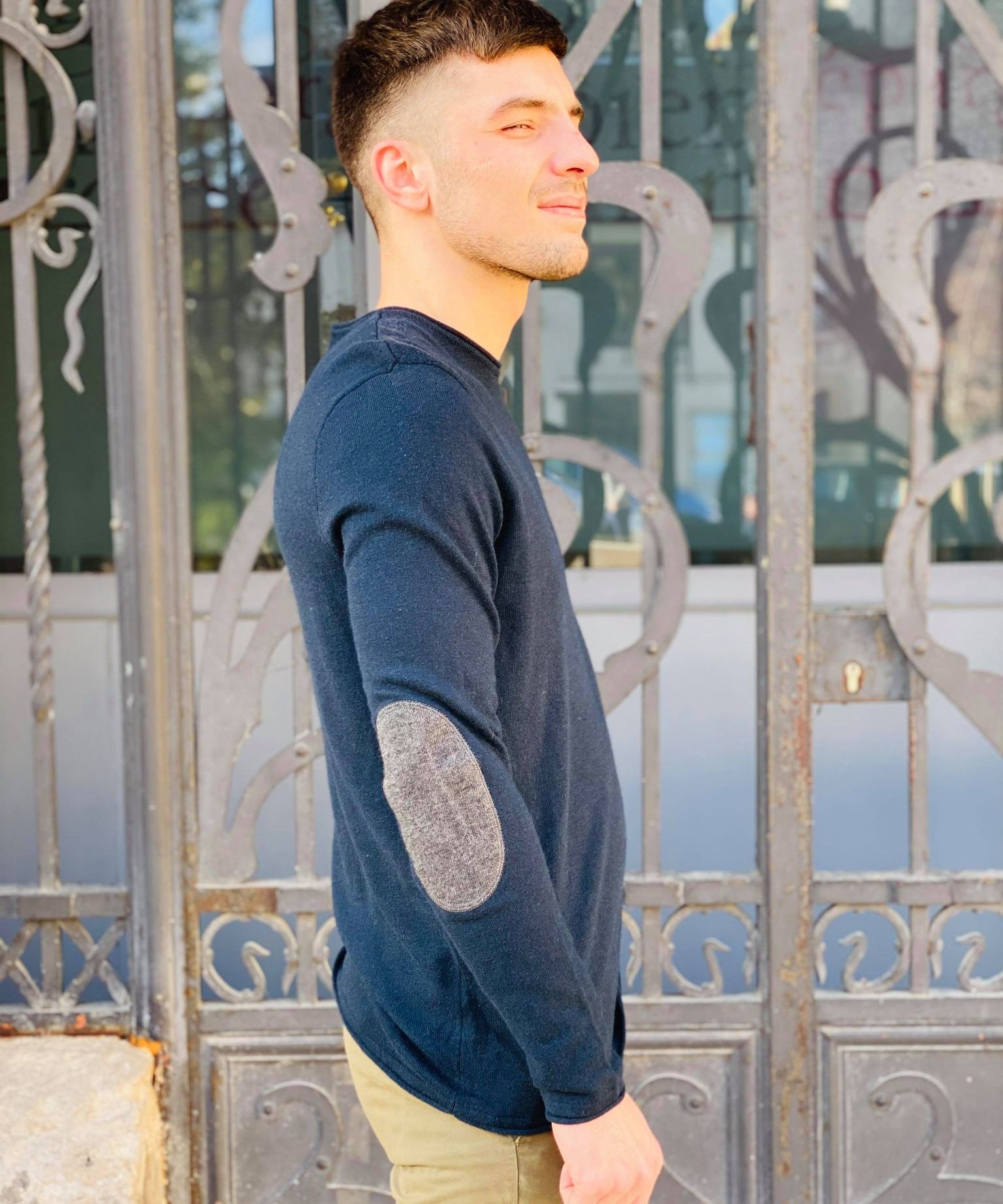 Pull col rond coton et cachemire