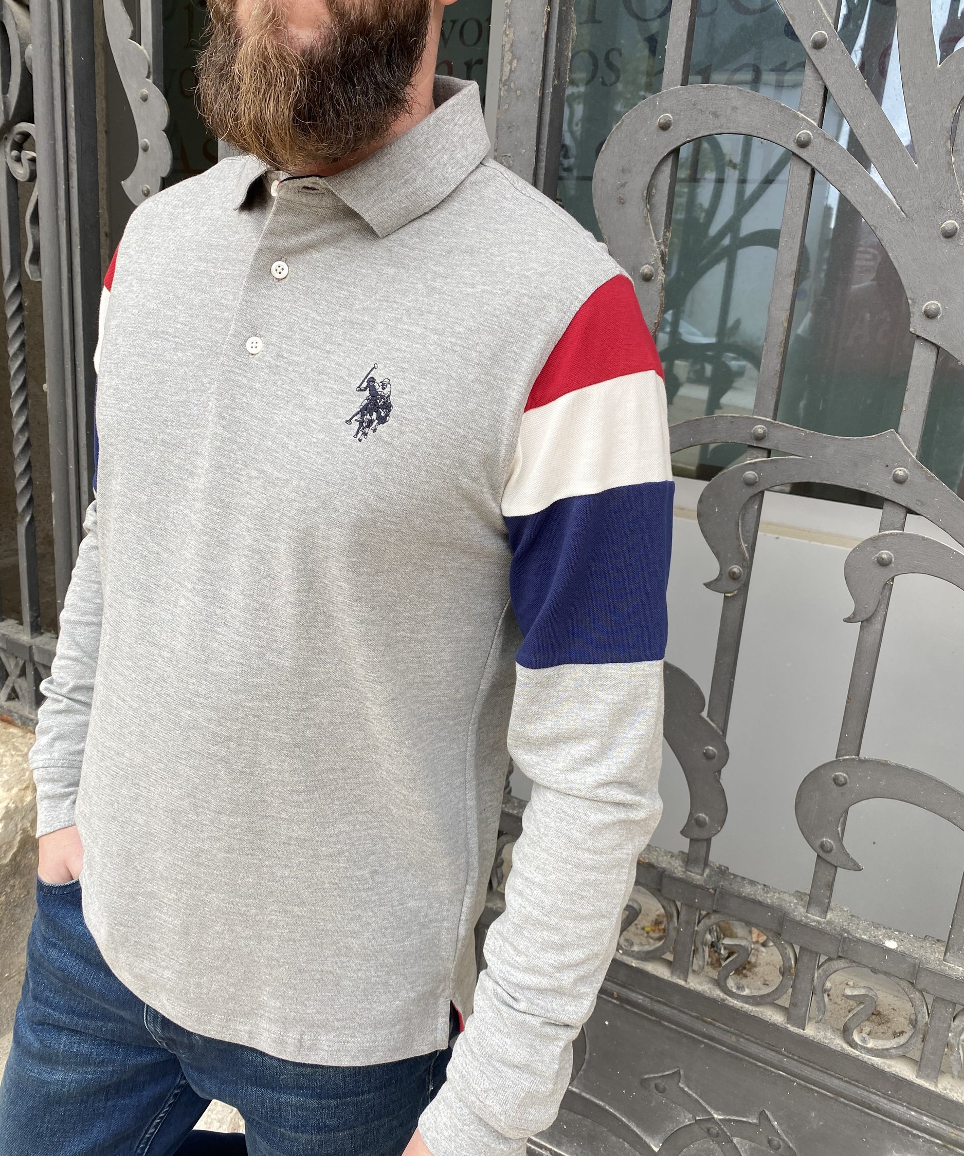 Polo manches longues - gris - US POLO