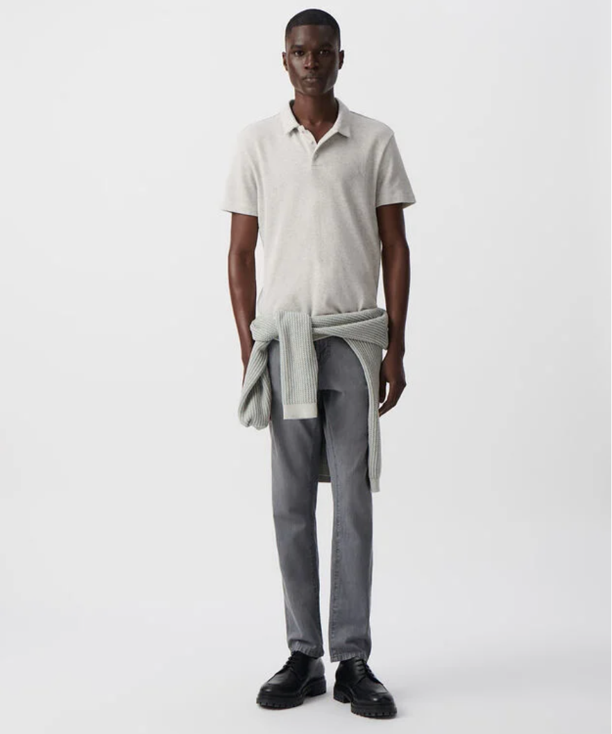 Polo manches courtes en mailles nid d'abeille - Nuage - IKKS MEN