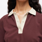 Polo élégant femme Roumagalie - Chocolat - ROUGE
