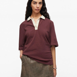Polo élégant femme Roumagalie - Chocolat - ROUGE