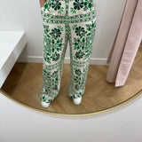 Pantalon fluide imprimé Prisla - Vert - LA PETITE ETOILE