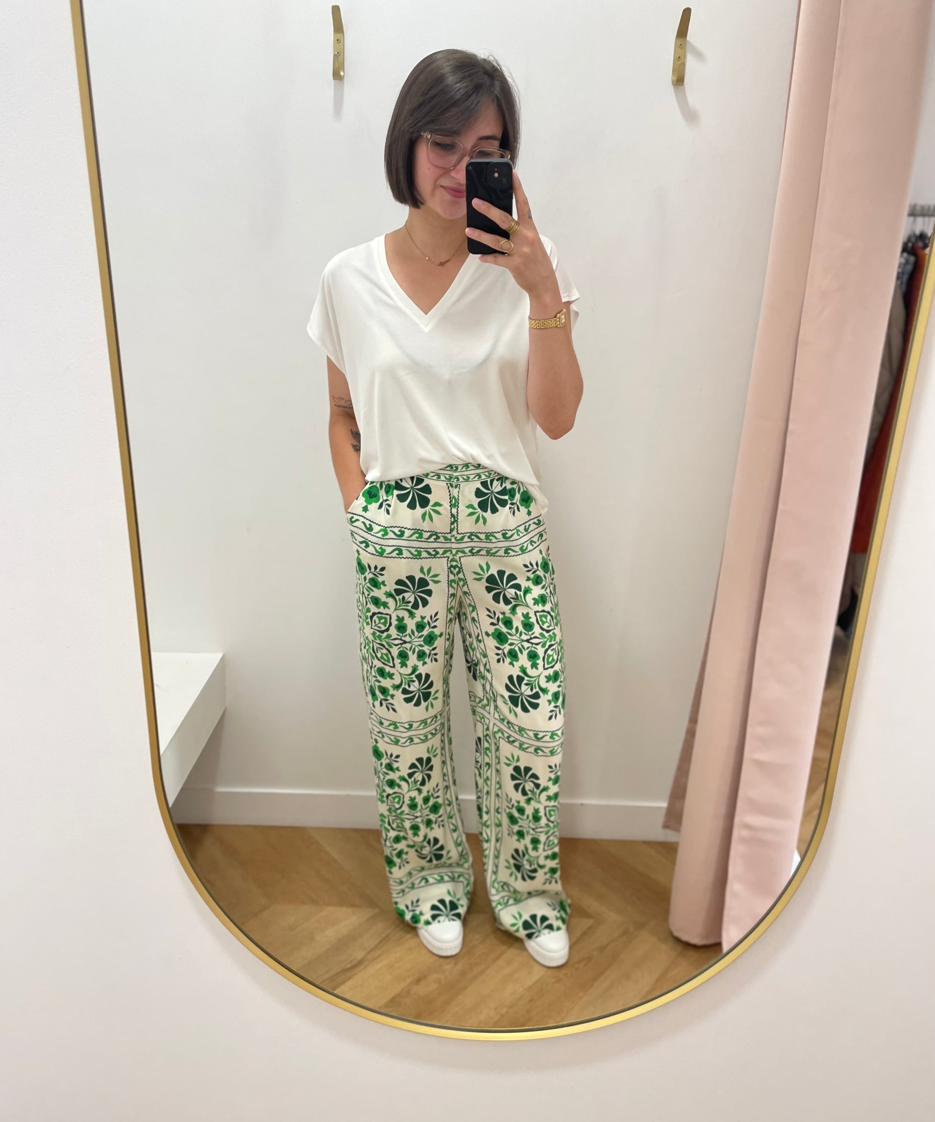 Pantalon fluide imprimé Prisla - Vert - LA PETITE ETOILE