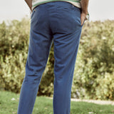 Pantalon fuselé en lin Dreuille - Marine - FAGUO HOMME