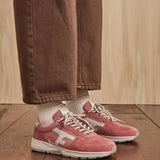 Baskets en cuir velours Olive - Rose - FAGUO FEMME