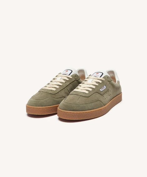 Baskets en cuir velours Lumbo - Kaki foncé - FAGUO HOMME