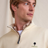 Sweat zippé en coton Amboise - Ecru - FAGUO HOMME