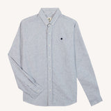 Chemise en lin rayée Ivoy - Ecru et marine - FAGUO HOMME