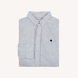 Chemise en lin rayée Ivoy - Ecru et marine - FAGUO HOMME