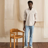 Chemise en lin rayée Ivoy - Crème beige - FAGUO HOMME