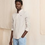 Chemise en lin rayée Ivoy - Crème beige - FAGUO HOMME