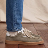Baskets en cuir velours Lumbo - Kaki foncé - FAGUO HOMME