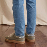 Baskets en cuir velours Lumbo - Kaki foncé - FAGUO HOMME