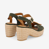 Tihana Buckle Wedge Sandals - Olive - SCHMOOVE