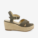Luna Suede Wedge Sandals - Salvia - SCHMOOVE