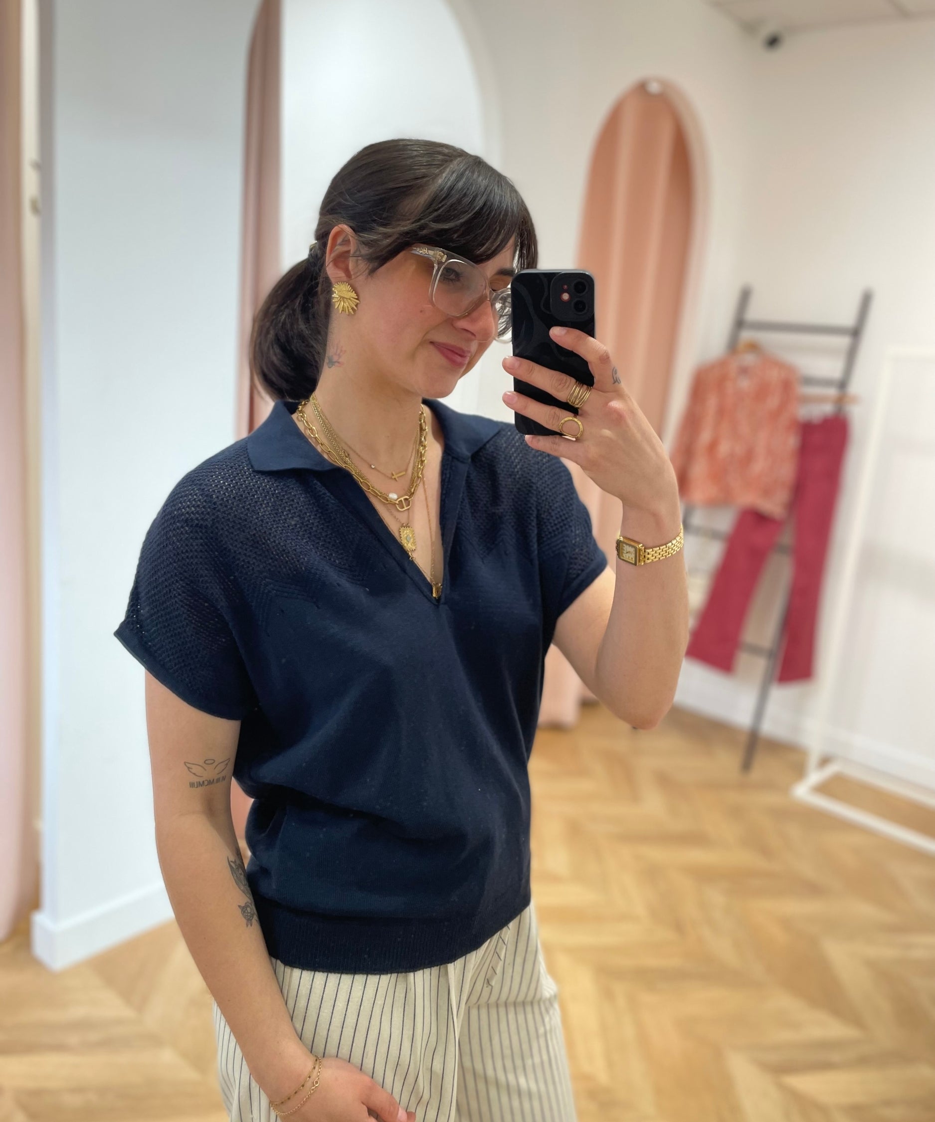 Pull col chemise - Marine - LOLA ESPELETA