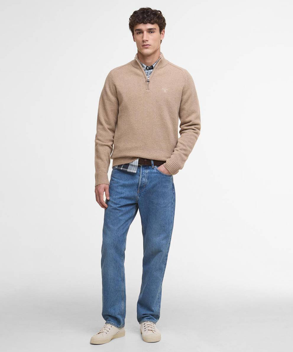Pull à col zippé en laine Grangetown - Pierre délavée - BARBOUR HOMME