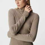 Pull ajusté en tricot col roulé - Beige foncé - IKKS WOMEN
