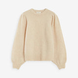 Pull ANTOINE GRACE & MILA beige – vue produit de face avec manches bouffantes