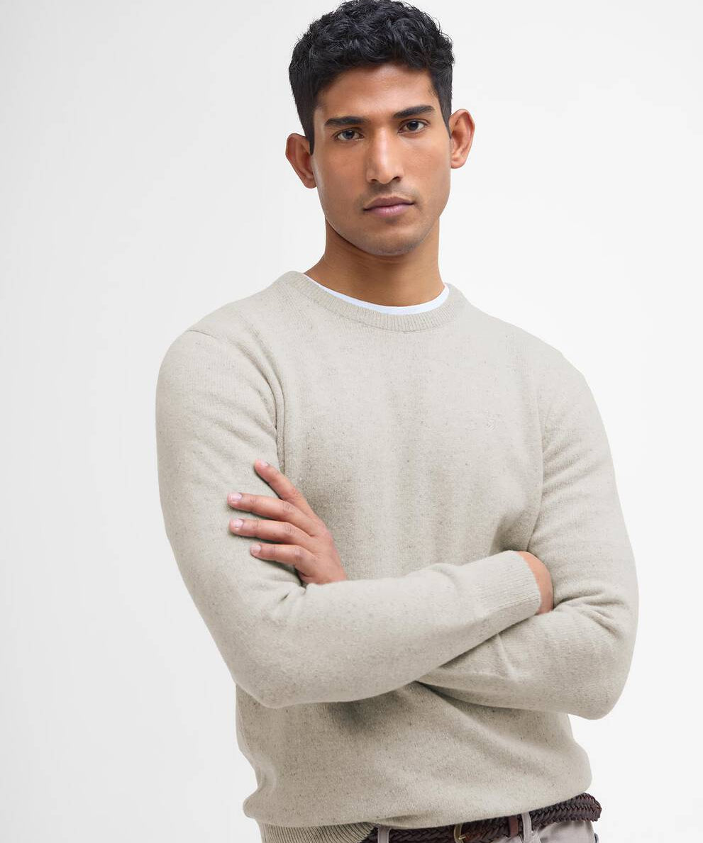Pull basique à col rond Tisburry - Mist - BARBOUR HOMME
