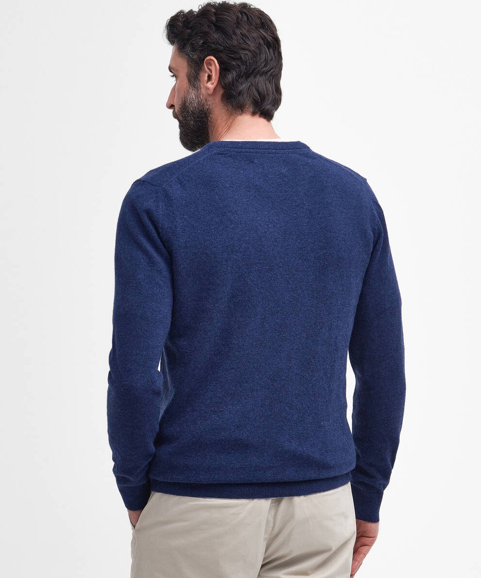 Pull basique col V Essential Lambswool - Marine - BARBOUR HOMME
