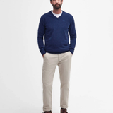 Pull basique col V Essential Lambswool - Marine - BARBOUR HOMME